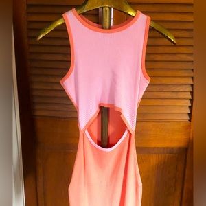 Boutique cut-out ribbed dress, orange and pink,  size small